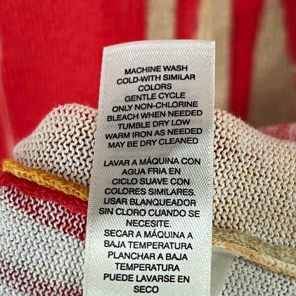 Chicos Sweater Knit Tank Top Womens M Red Orange Abstract Resort Boho Chic Art - Picture 11 of 13